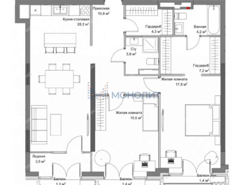двухкомнатная квартира в новостройке на Октябрьской улице дом 21